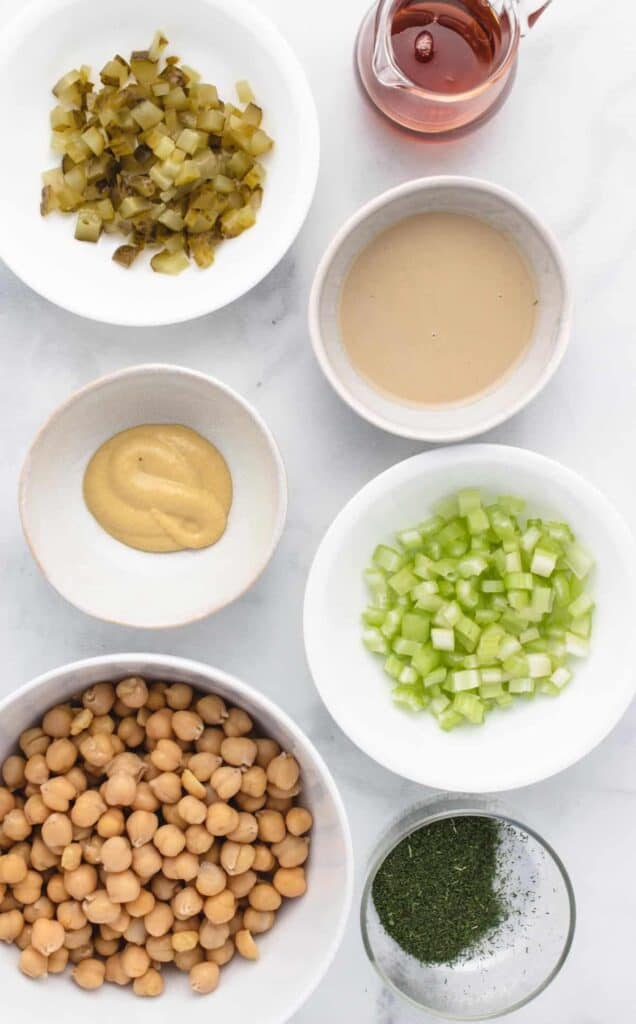 ingredients for chickpea salad sandwich