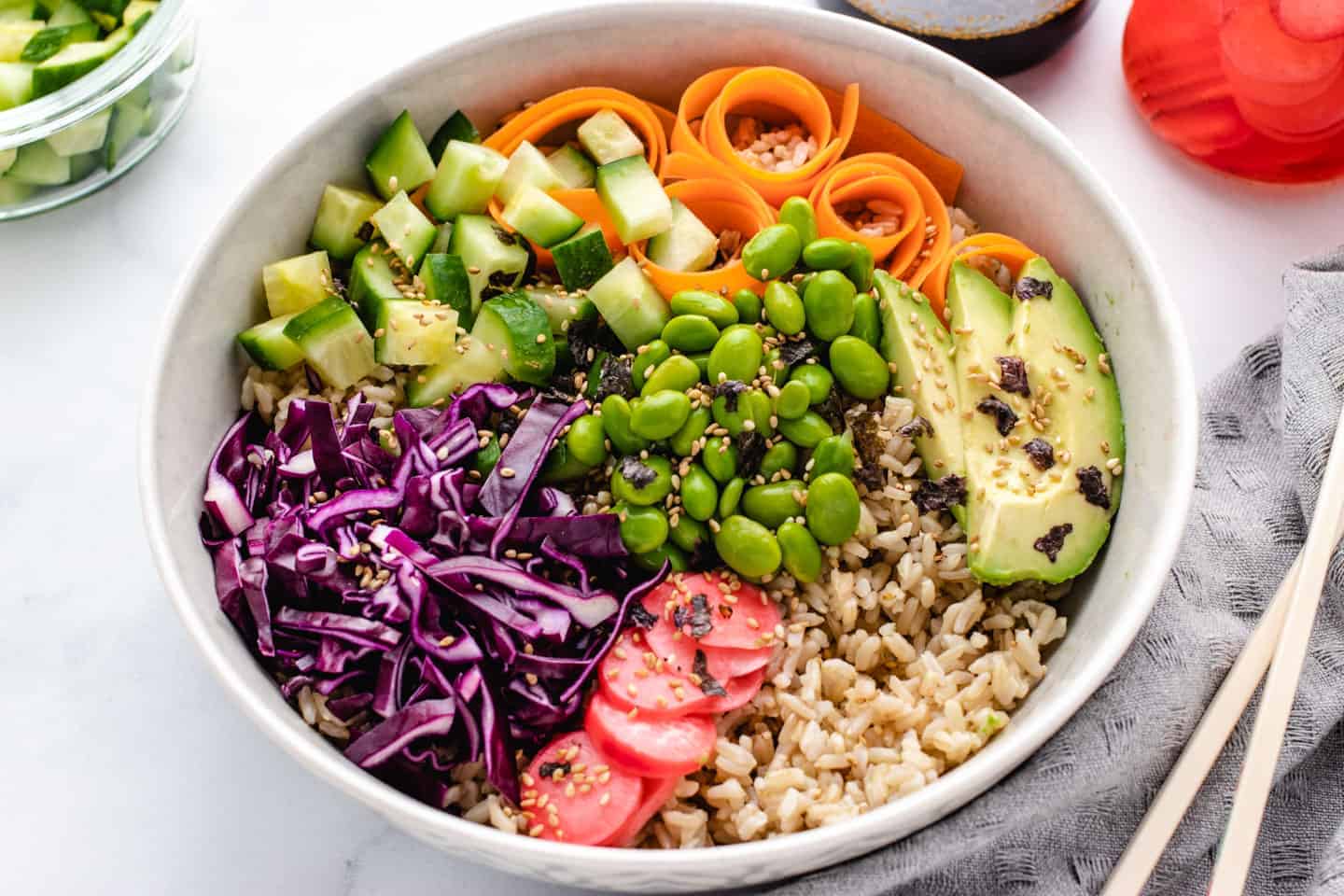 Deconstructed Sushi Bowl (Vegan) - Three Little Chickpeas