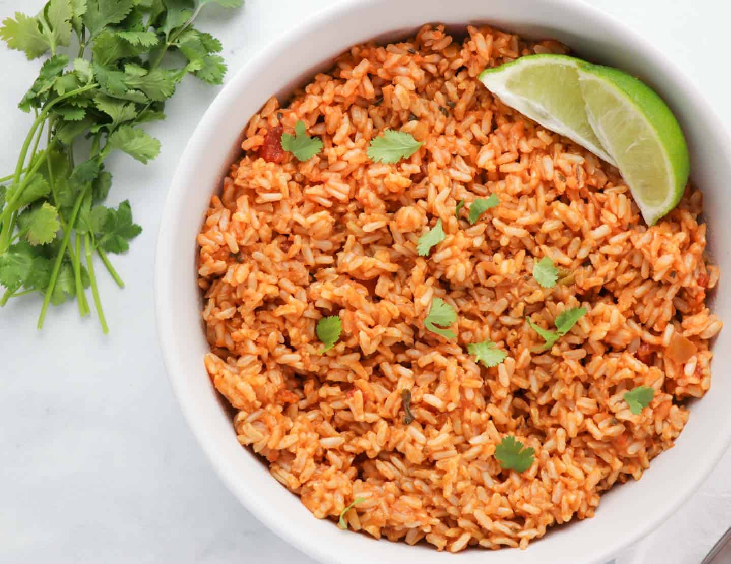 Mexican brown rice made with salsa.