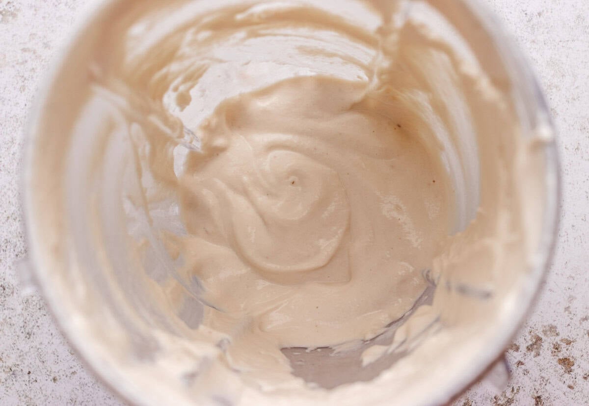 Blended cashew, water, lime juice, and salt in a blender.