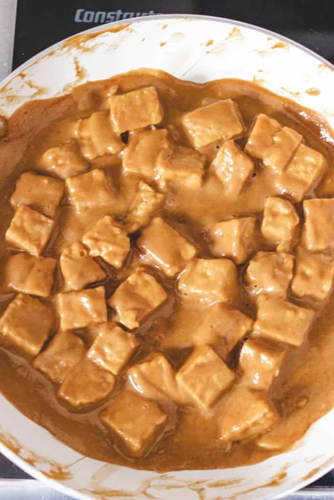 peanut tempeh in pan