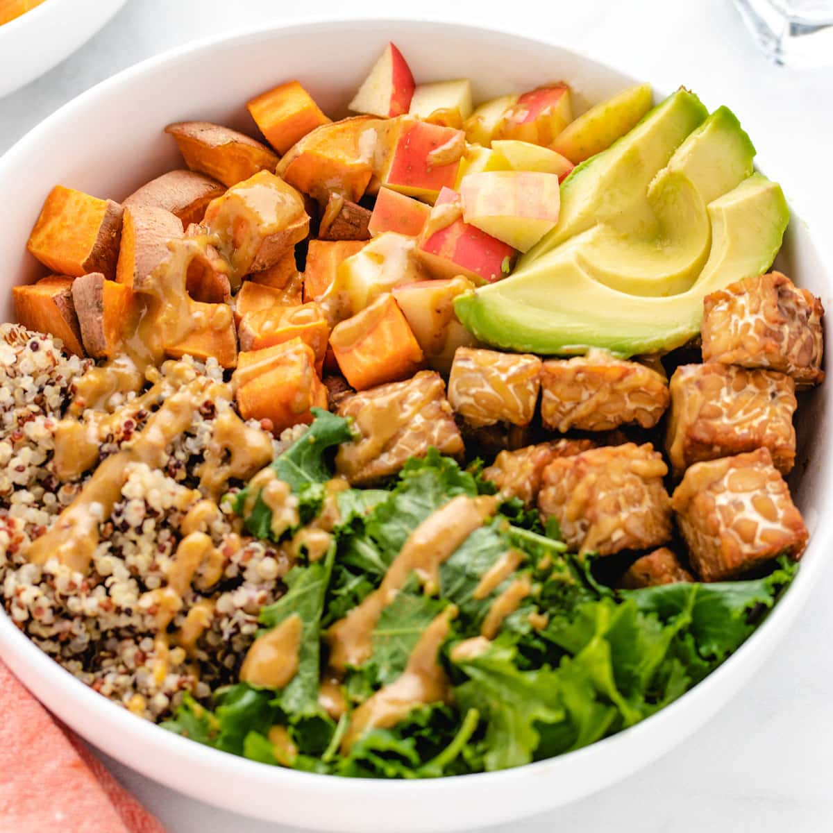 Maple Mustard Tempeh Buddha Bowl with Quinoa - Three Little Chickpeas