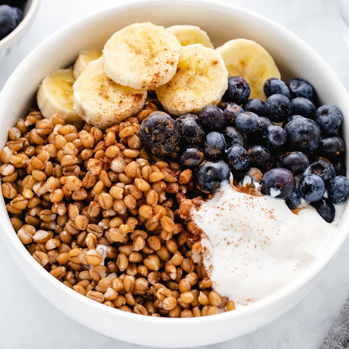 Wheat Berry Breakfast Bowl Three Little Chickpeas