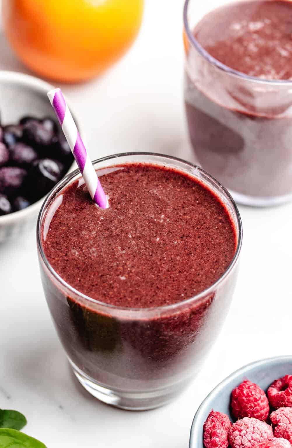 Blueberry and Raspberry Smoothie - Three Little Chickpeas