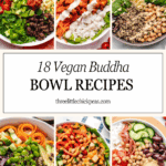 Six photos of different vegan buddha bowls.