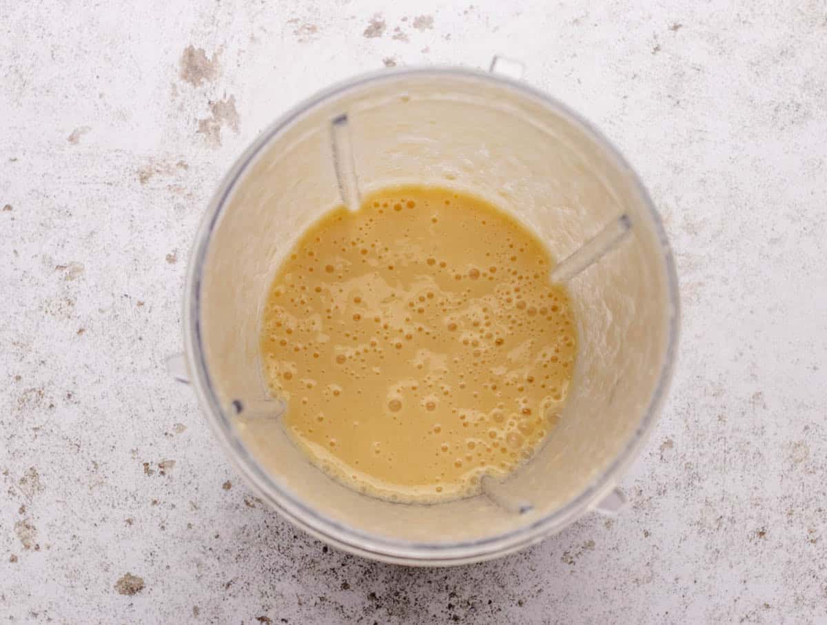 Fresh mango, yogurt, and milk blended.