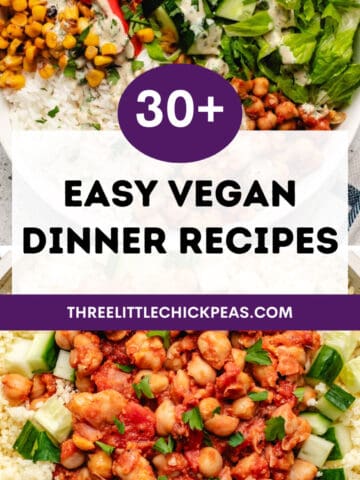 Two bowls, one with rice and another with couscous, for an easy and healthy vegan dinner recipes.